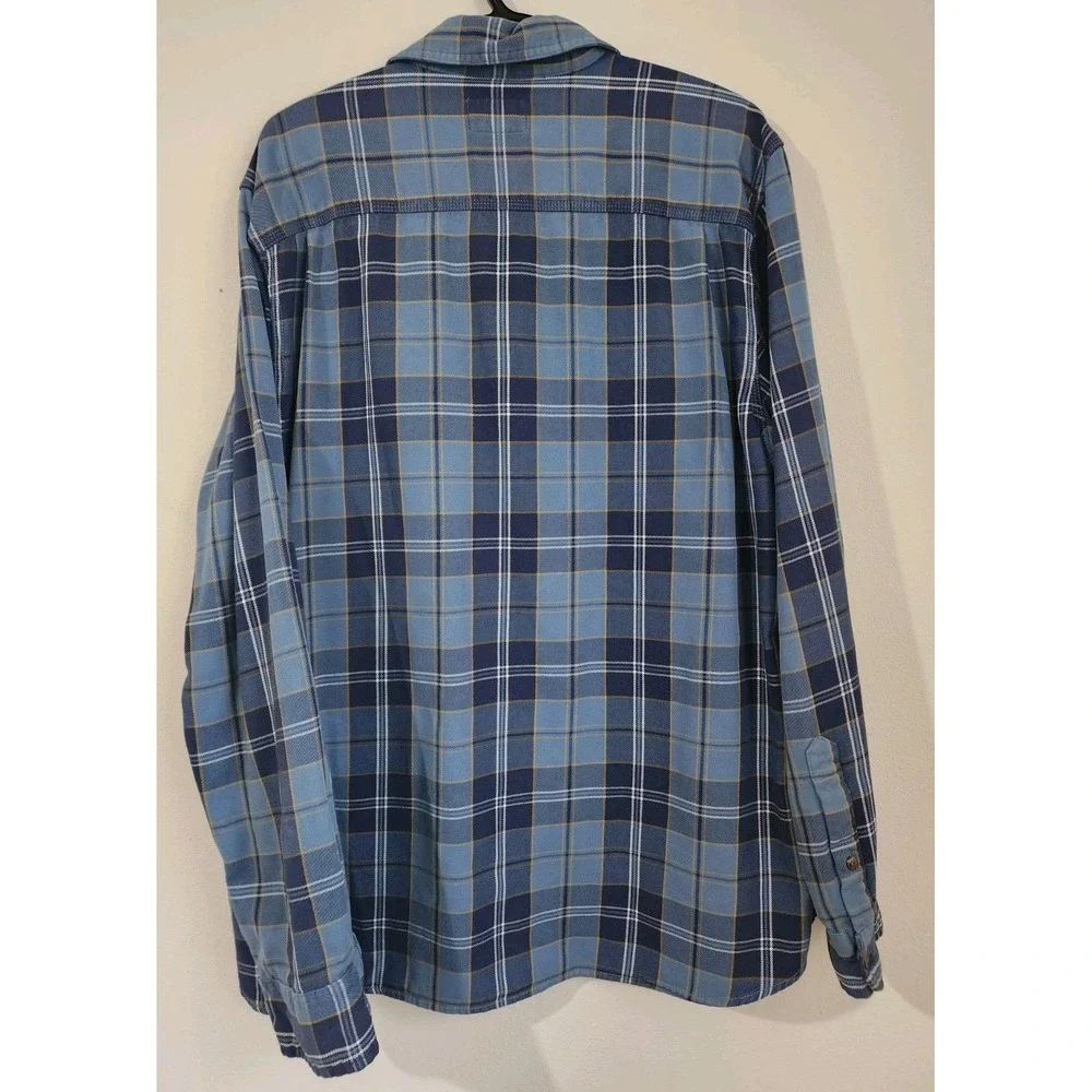 The North Face Flannel Shirt Mens XL‎ Blue Plaid Button Up Cotton Long